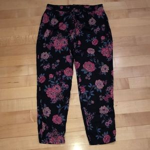 Polyester Floral Flowy Pants